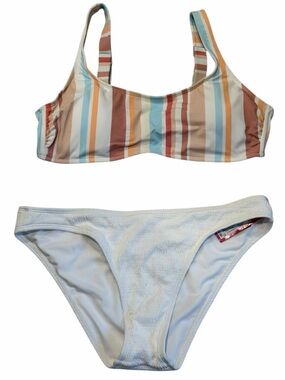 XHILARATION TARGET STRIPED PASTEL BIKINI TOP WHITE BIKINI BOTTOM XL 12 14